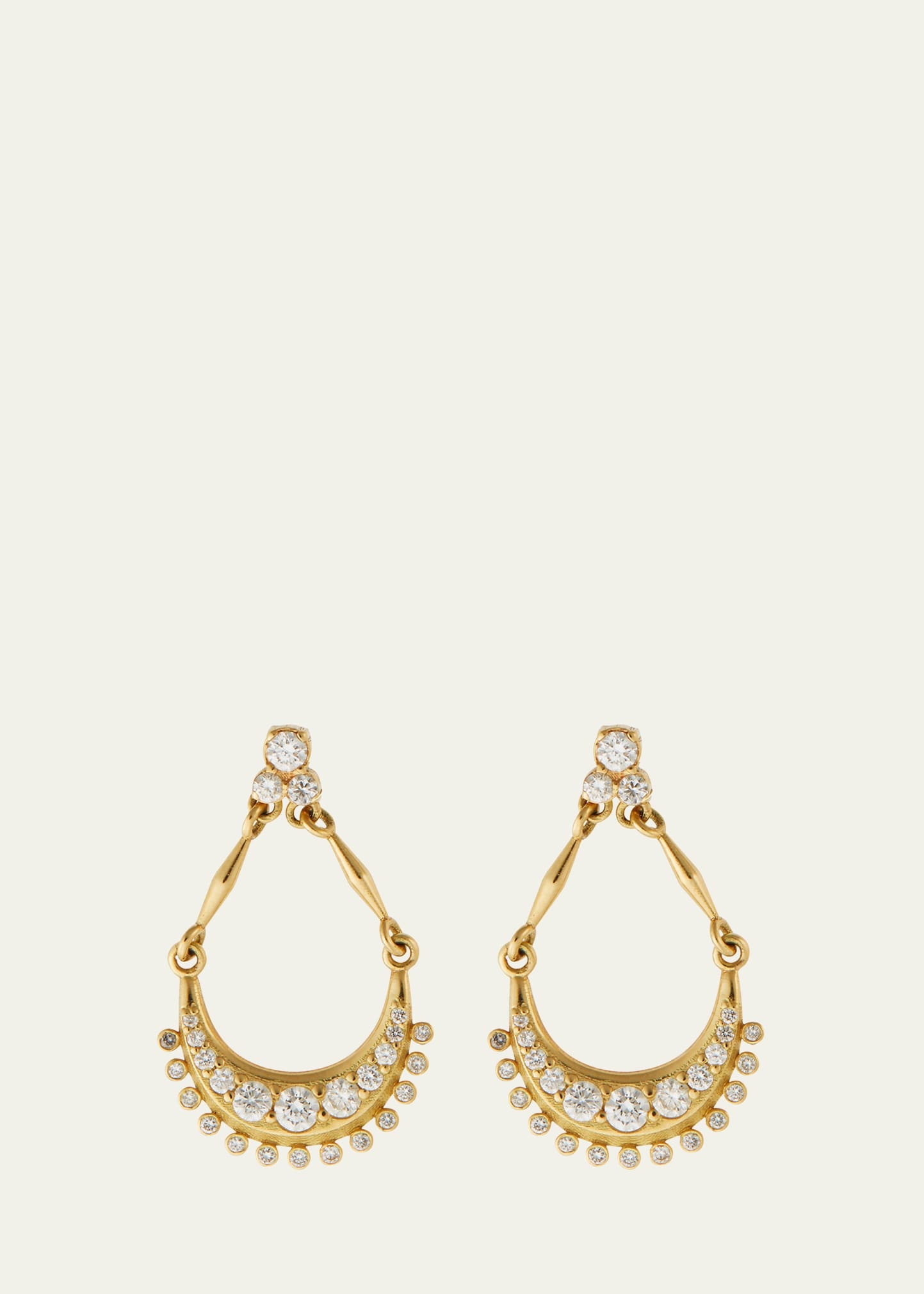 18K Yellow Gold Luna Dangle Earrings with Diamonds - 1