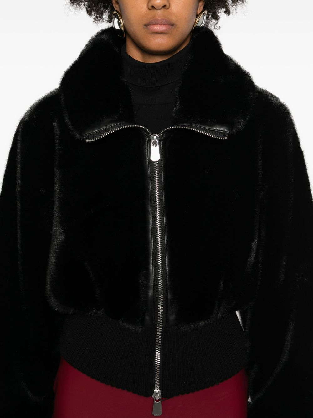 ribbed zip-front jacket - 5