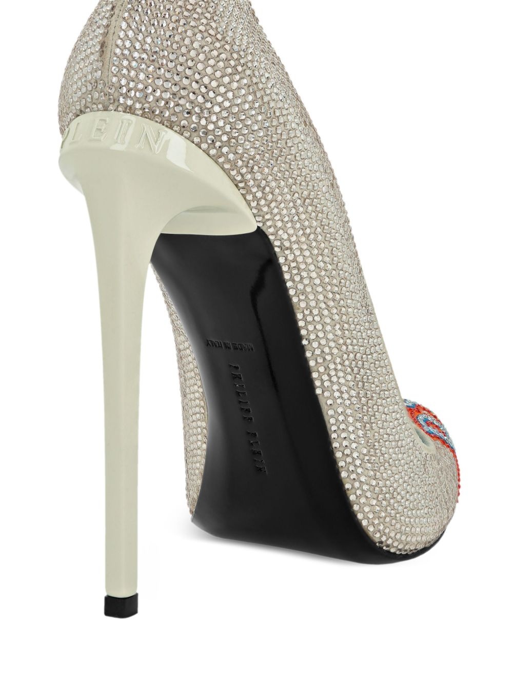 120mm rhinestone-embellished suede pumps - 4