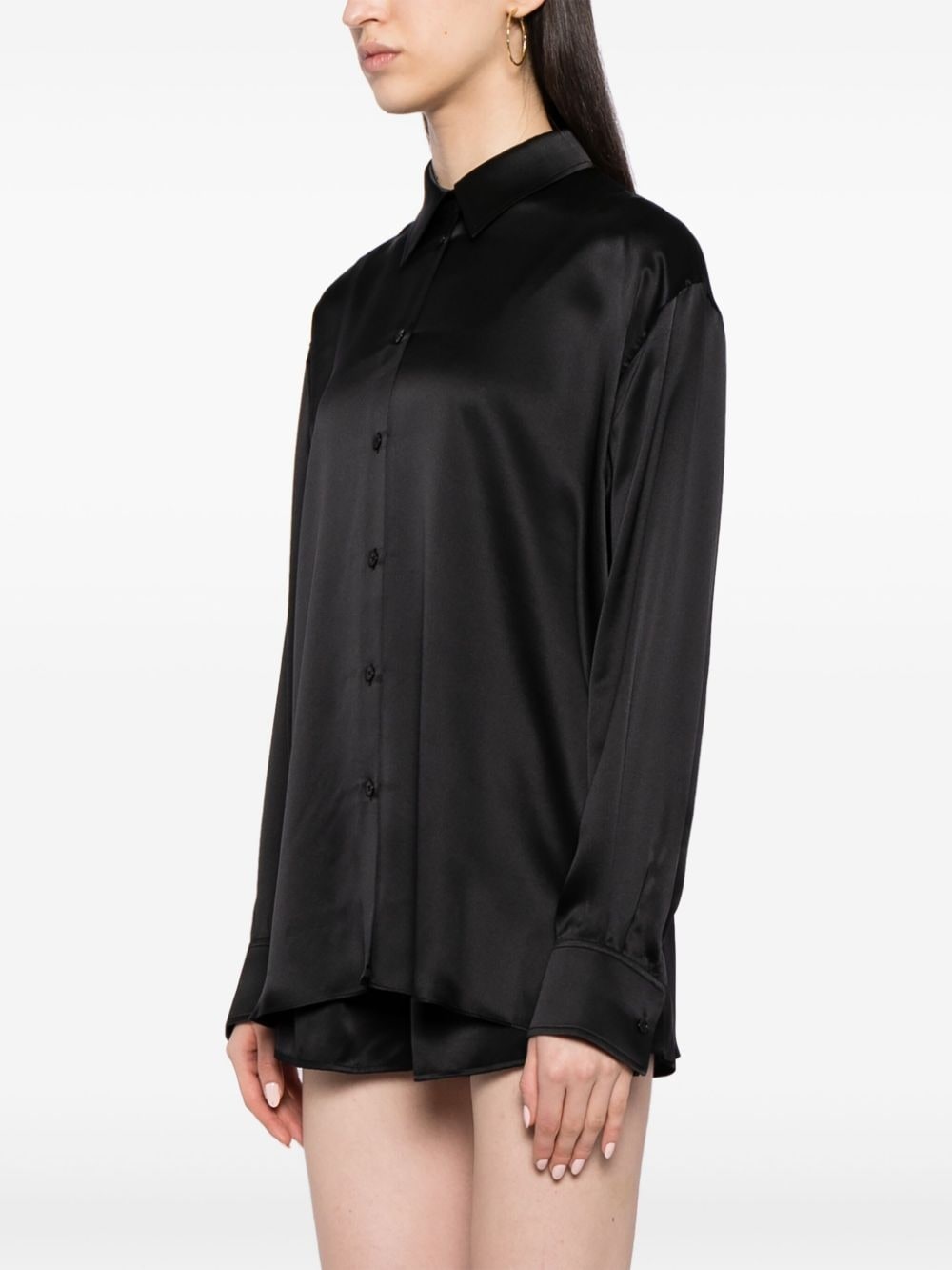 tulle-panel silk shirt - 3