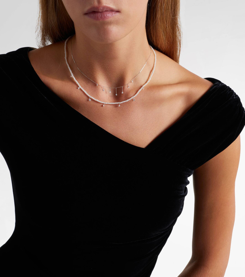 PERSÉE 18kt white gold necklace with diamonds and pearls outlook