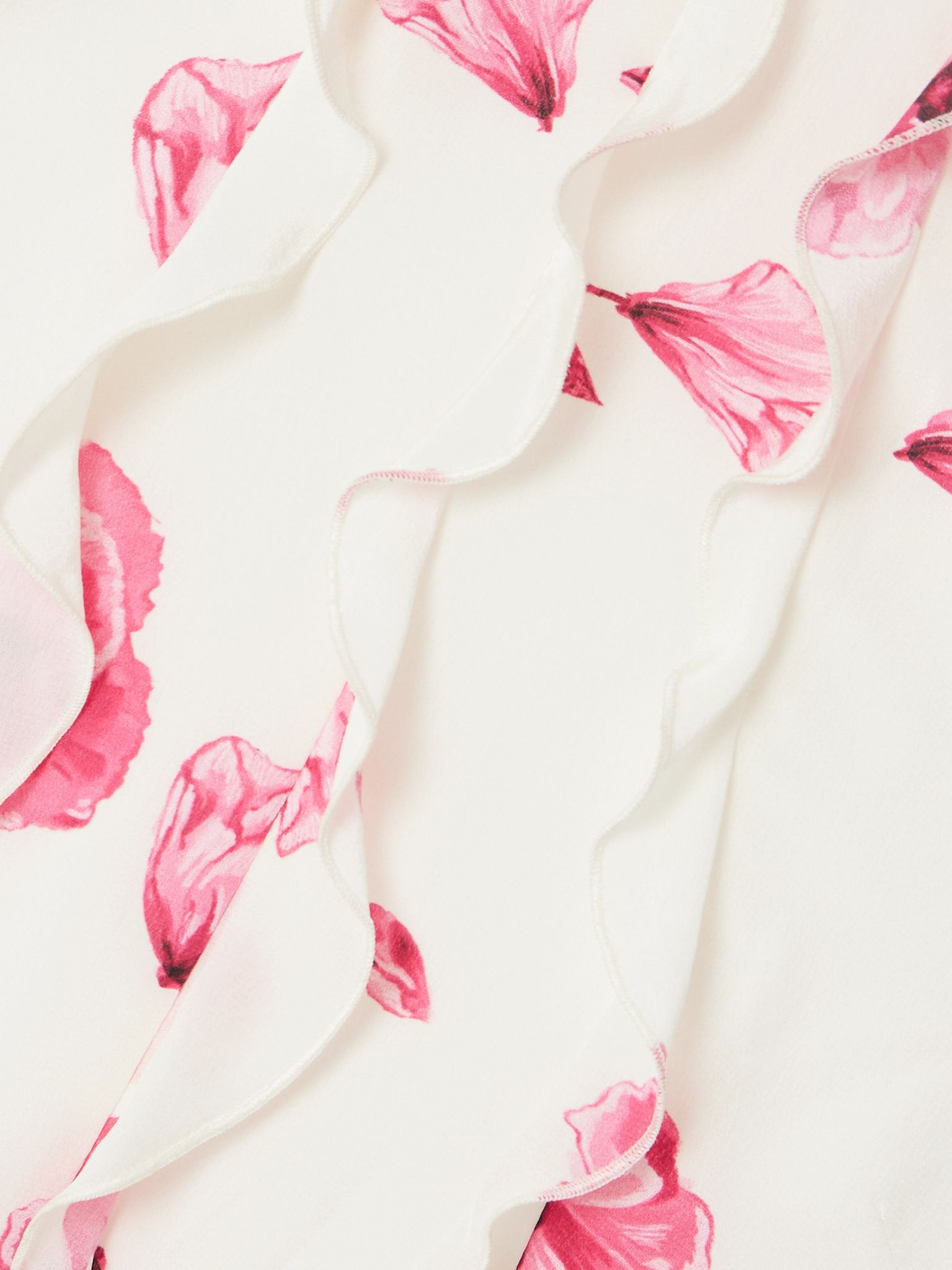 Fleurine ruffled floral-print silk crepe de chine halterneck gown White - 4