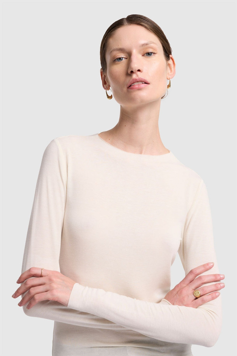 LONG SLEEVE HIGH NECK TOP in Cotton Blend 3