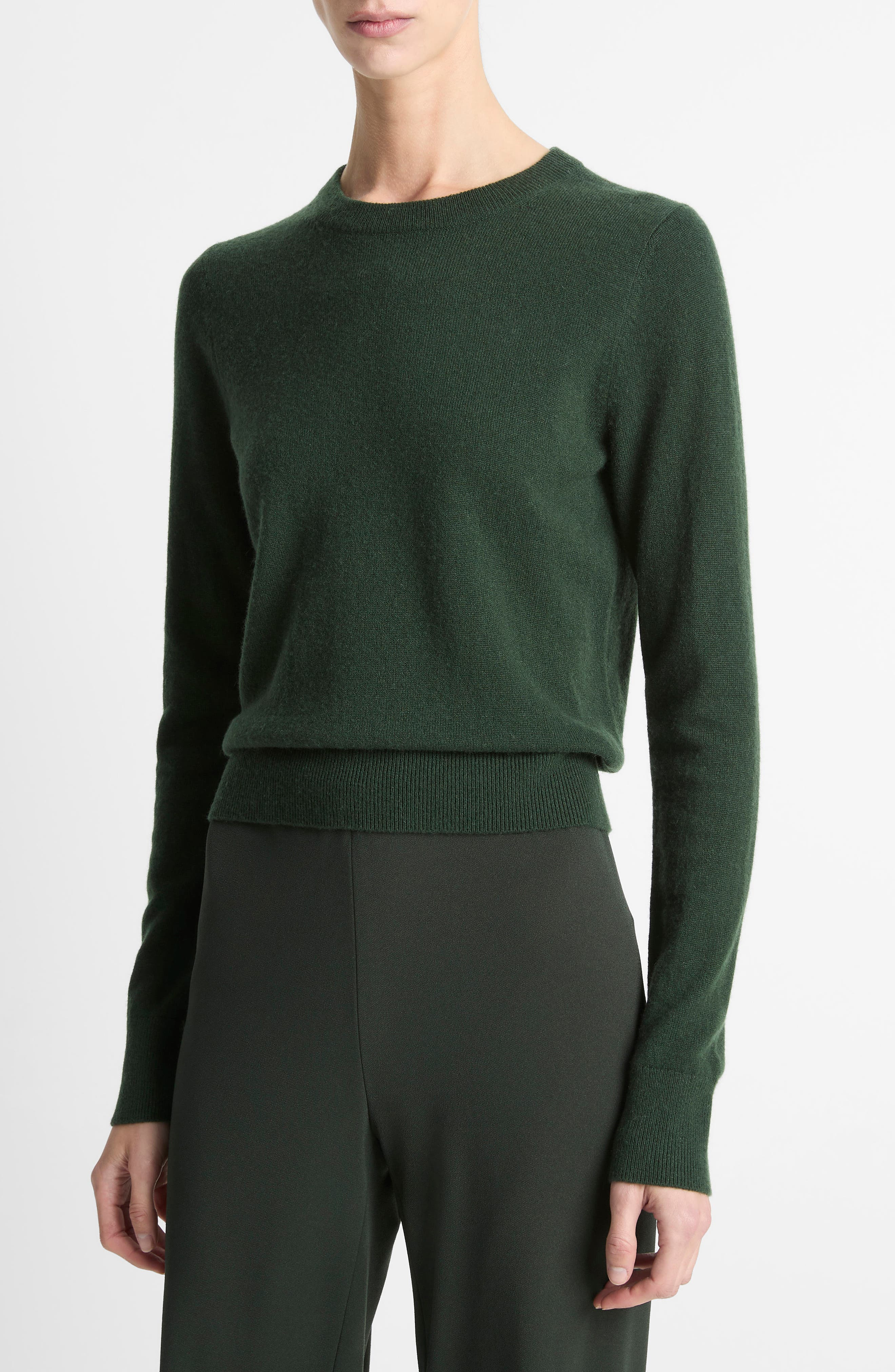 Vince Rib Crewneck Cashmere Sweater in Forest at Nordstrom - 3