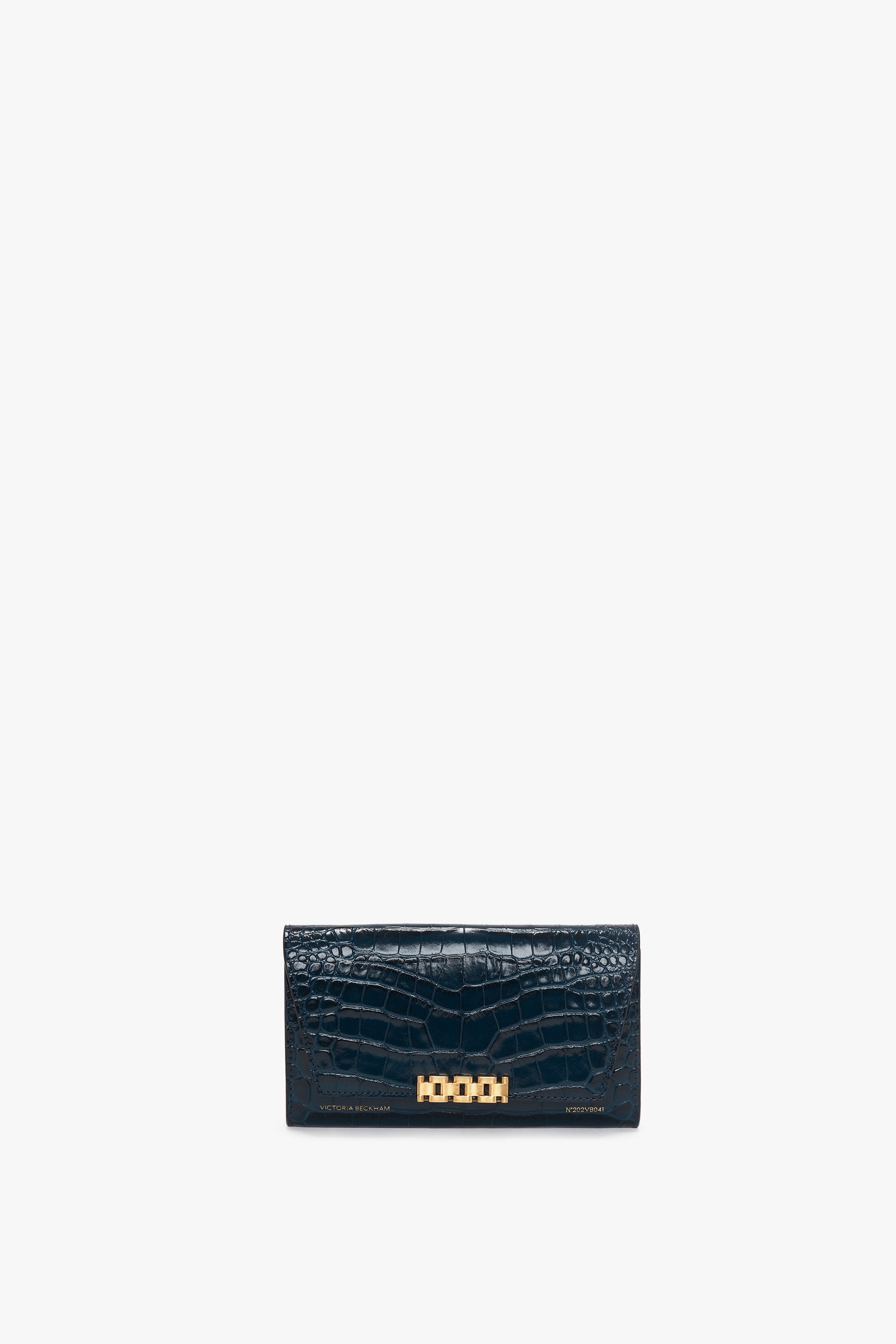 Wallet On Chain In Midnight Croc-Effect Leather - 2