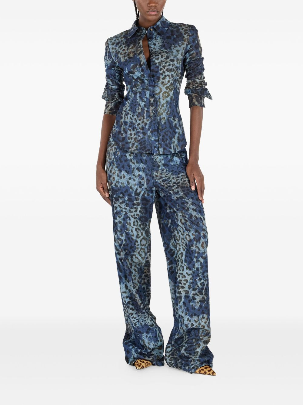leopard-print button-up shirt - 2