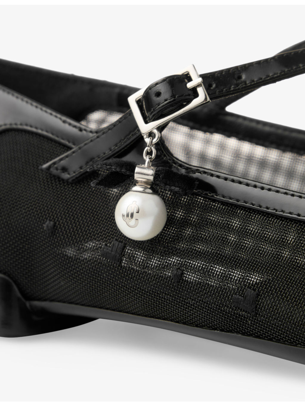 Eleri Crossover-Strap Patent-Leather and Mesh Ballet Flats - 5