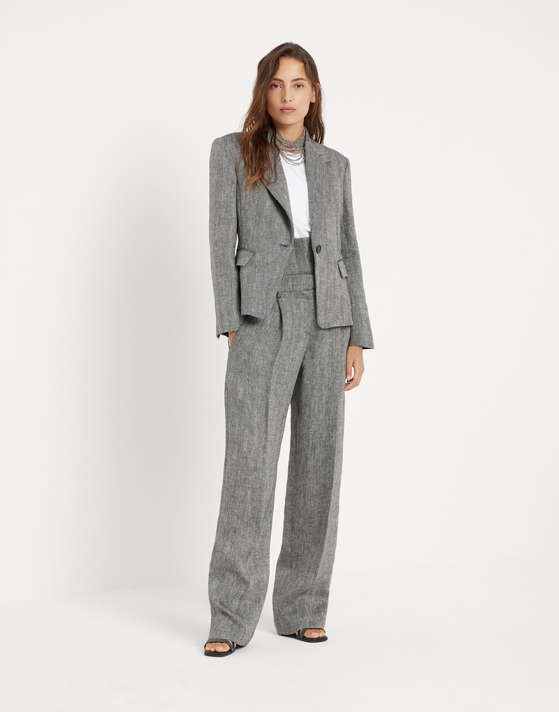 Irish linen chevron blazer with monili 5