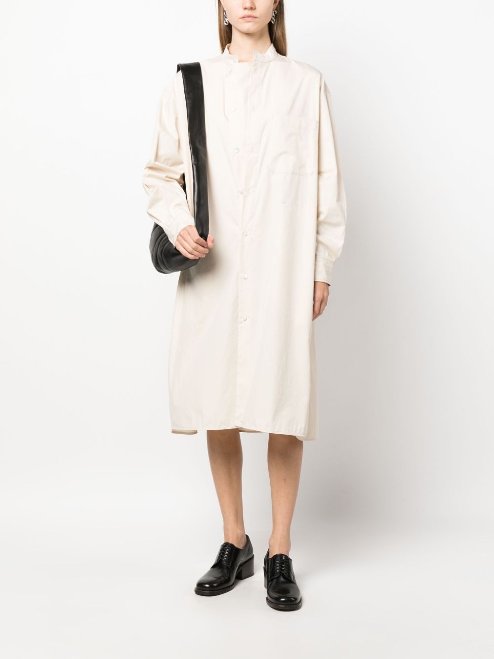band-collar cotton shirtdress - 2