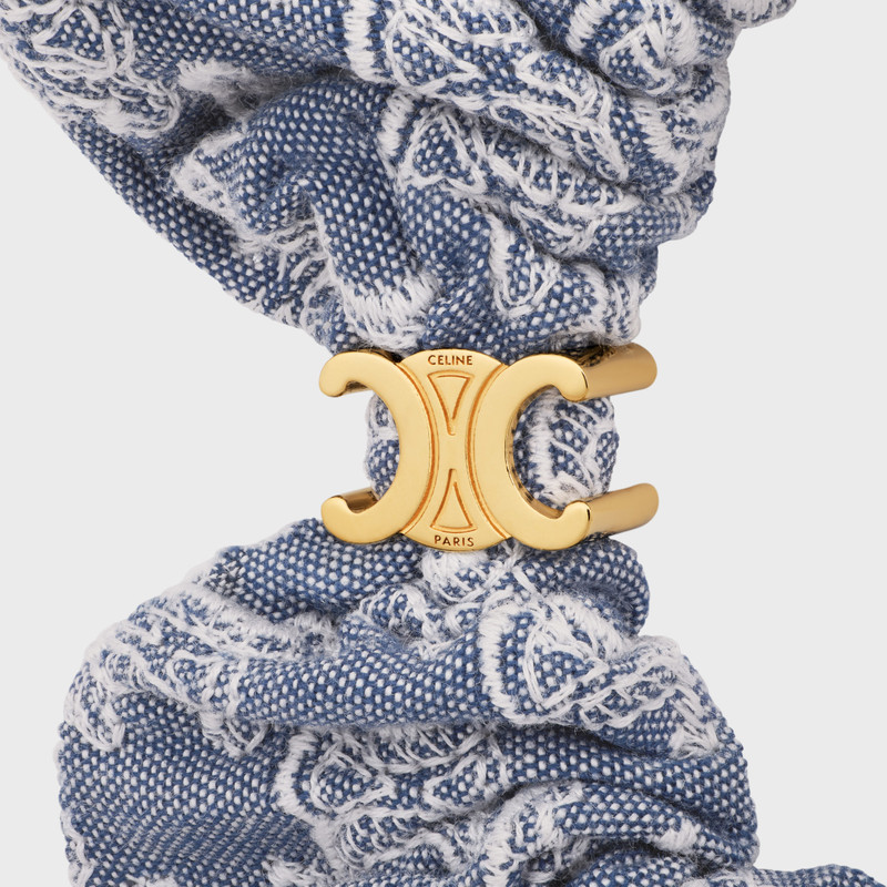 CELINE Celine Scrunchy Monogram in Cotton, Polyester and Brass with Gold Finish outlook