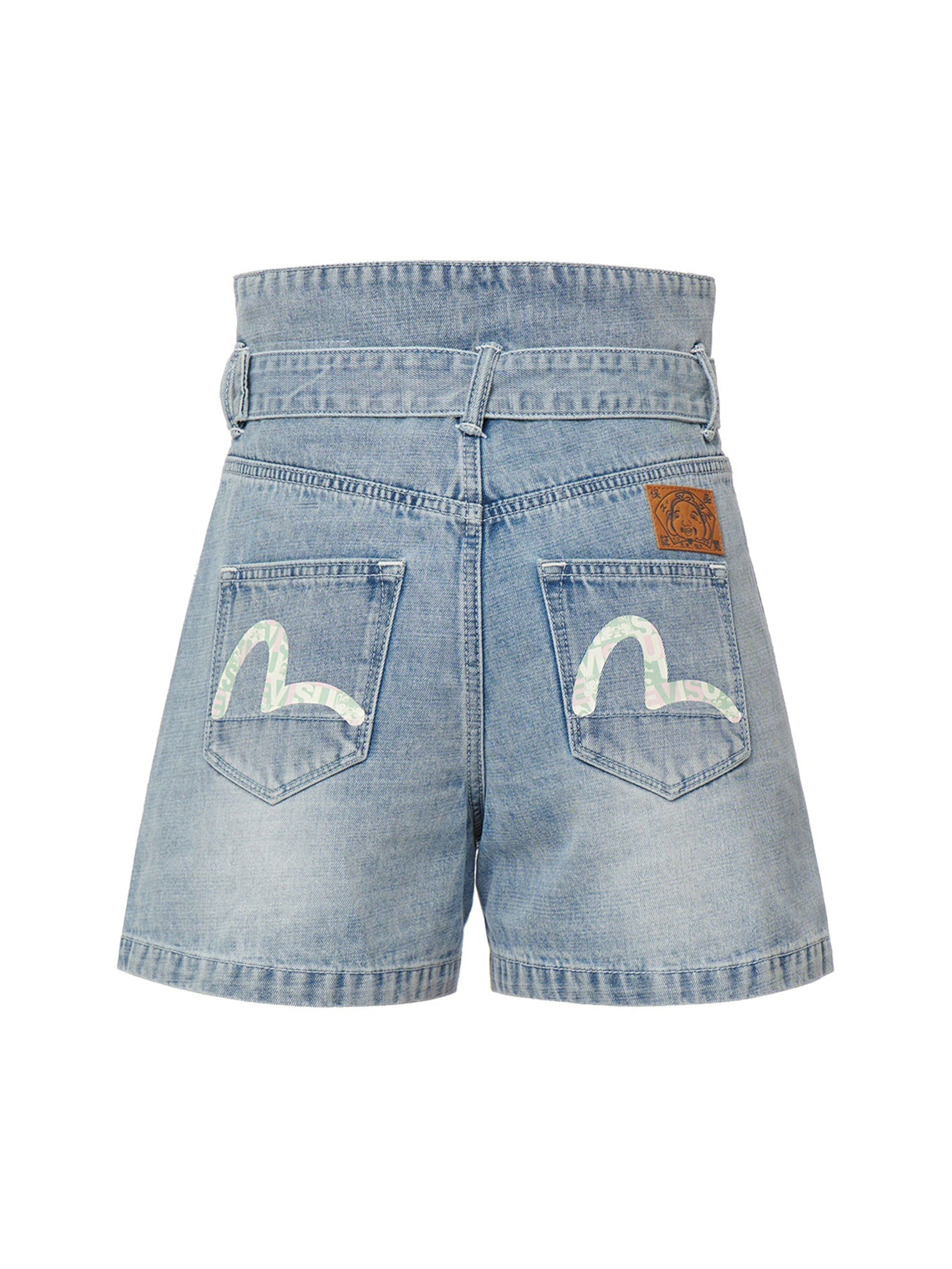SEAGULL PRINT PAPER BAG DENIM SHORTS - 18