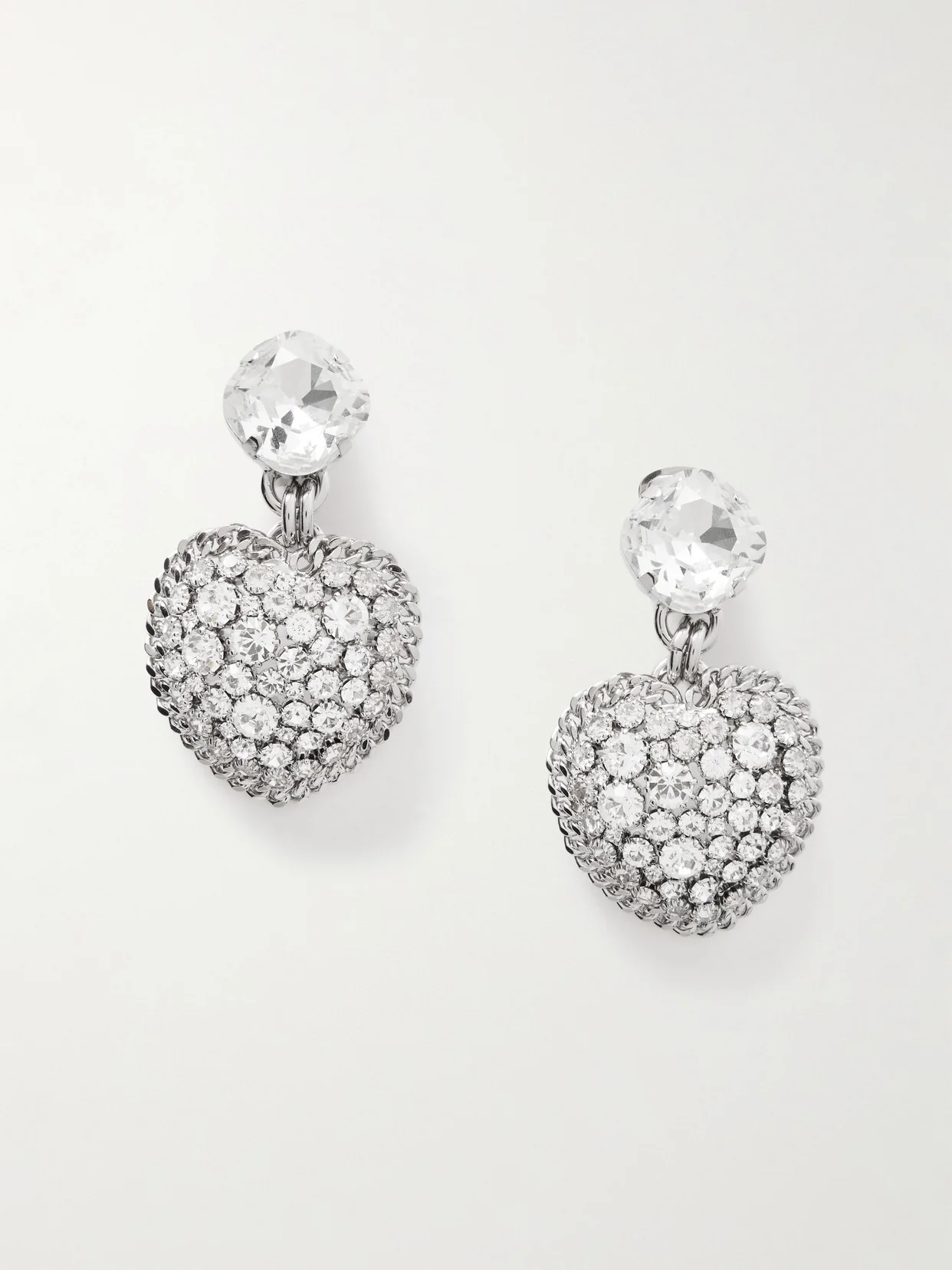 Silver-tone Crystal Clip Earrings - 1