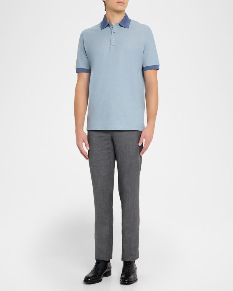 Canali Men's Contrast-Trim Cotton Pique Polo Shirt outlook