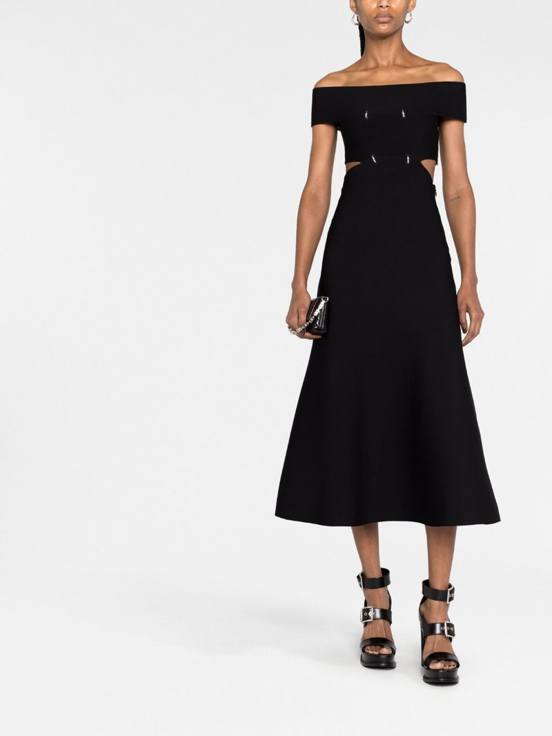 Alexander McQueen off-shoulder flared midi dress outlook