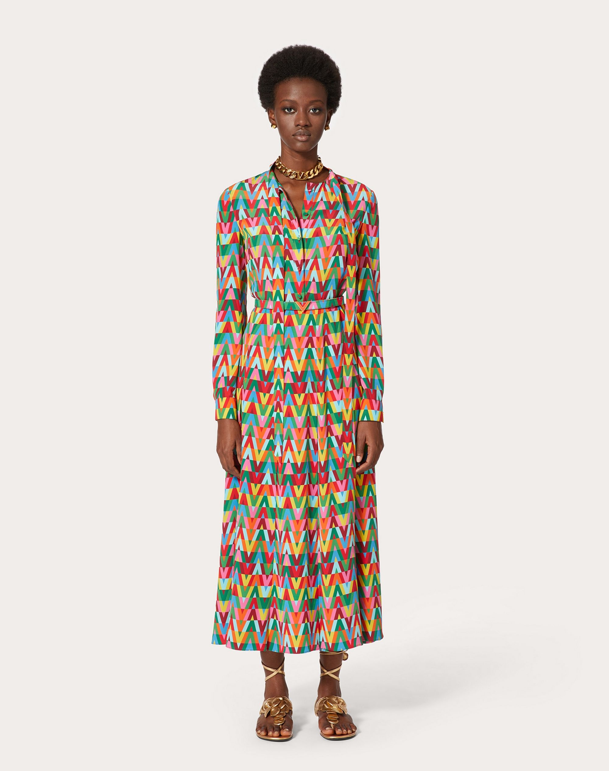 PRINTED CREPE DE CHINE DRESS - 3