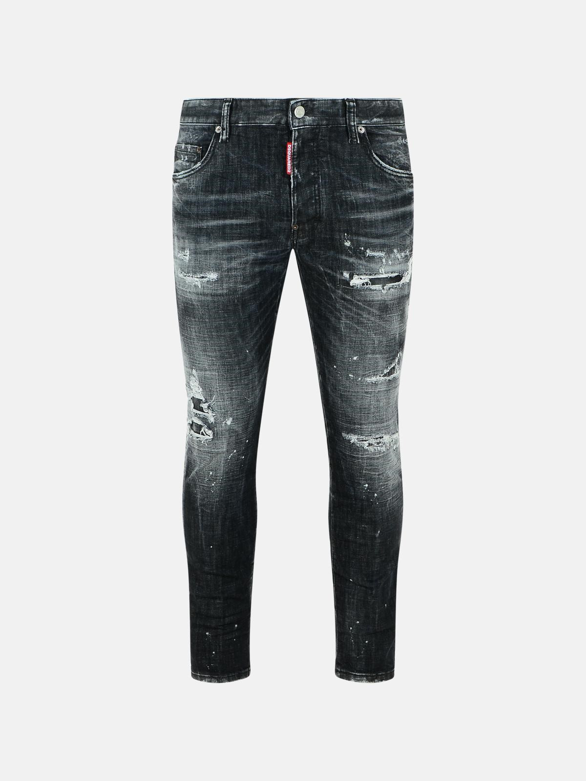 'SKATER BLEACHED' BLACK COTTON JEANS - 1