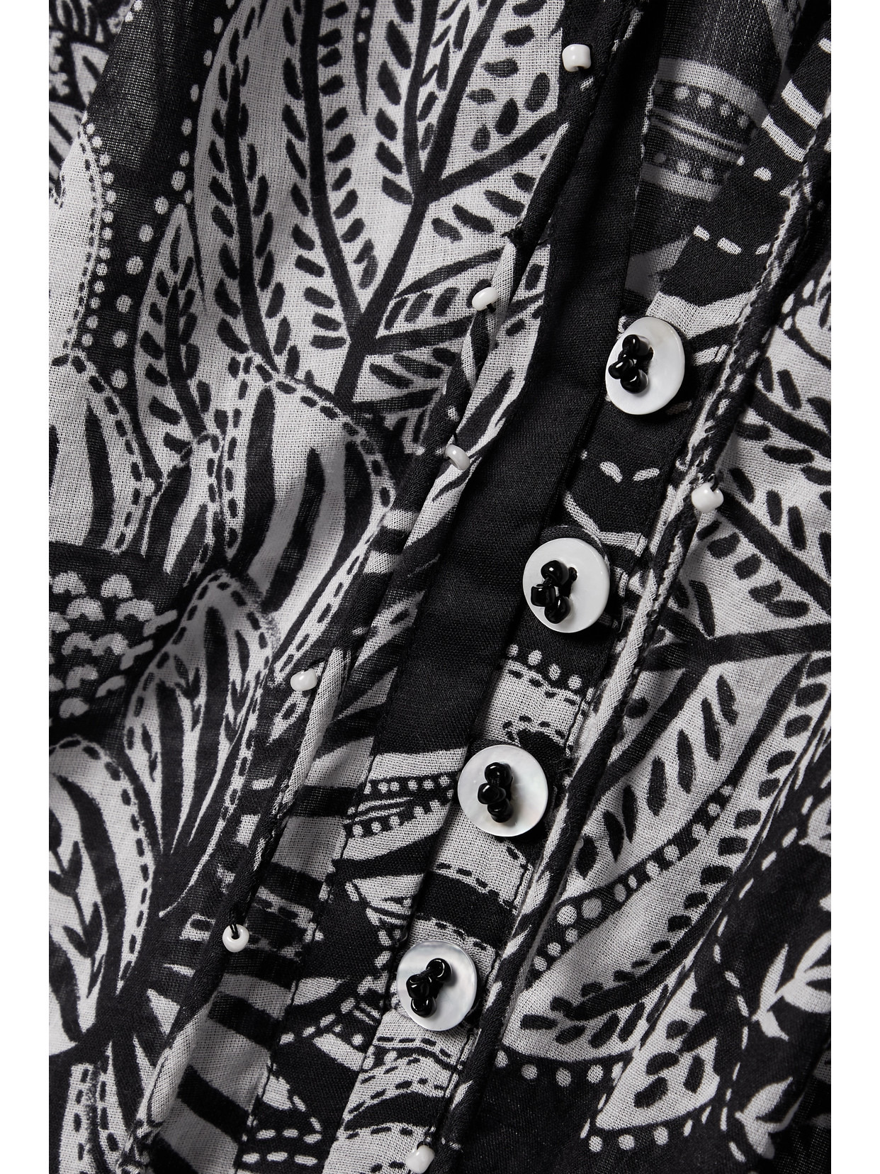 Tie-detailed Bead-embellished Printed Cotton-voile Blouse - 5