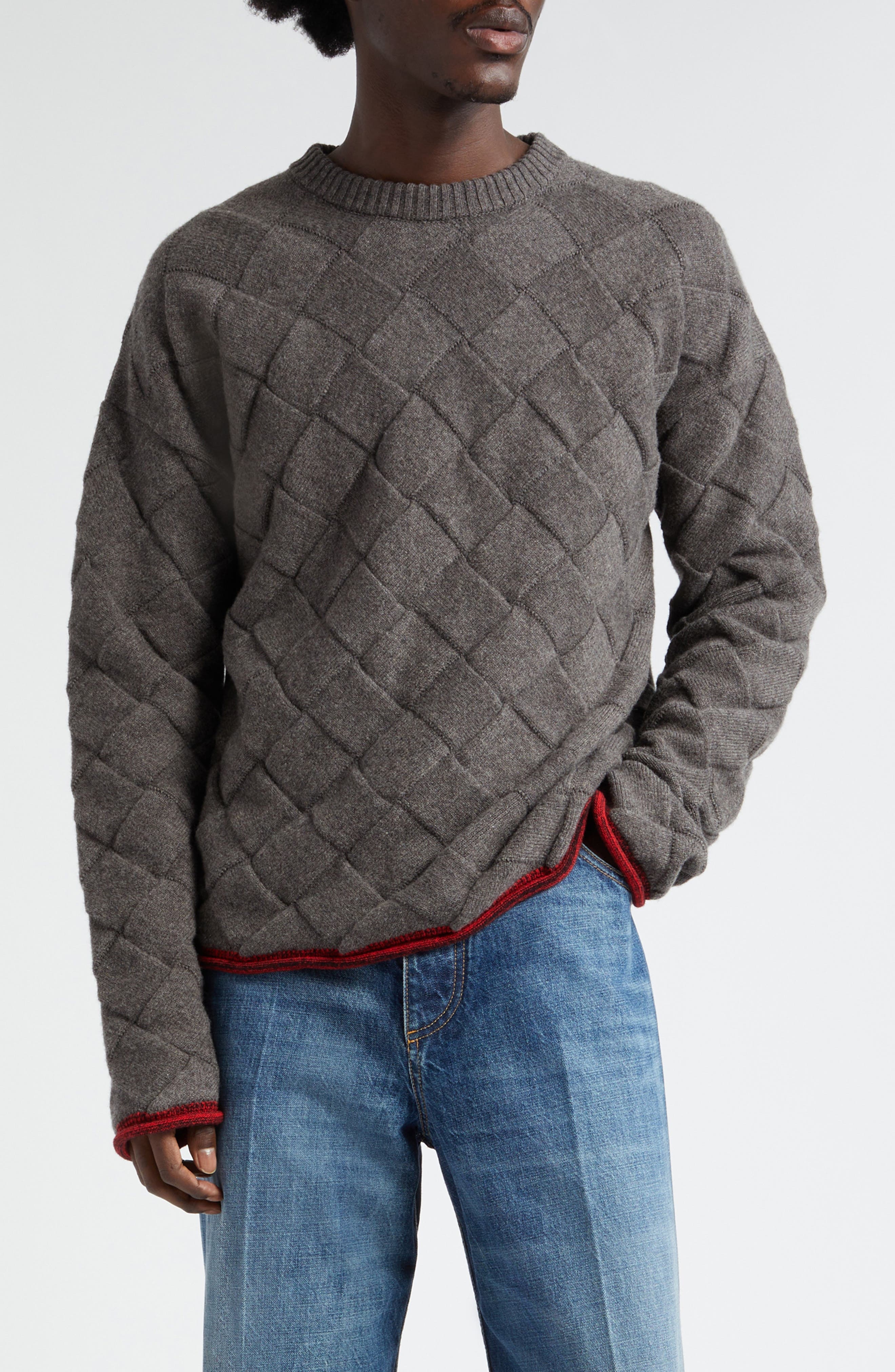 Intrecciato 3D Knit Wool Blend Crewneck Sweater - 1