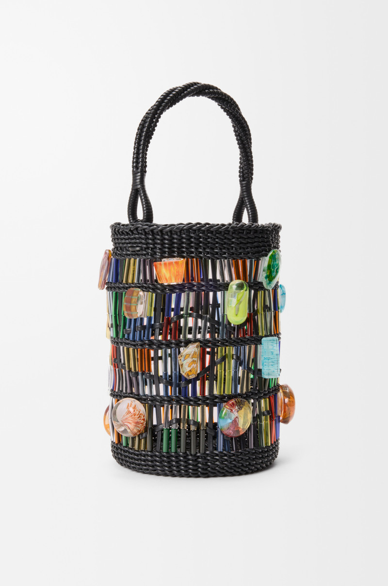 Bucket in leather and glass 1