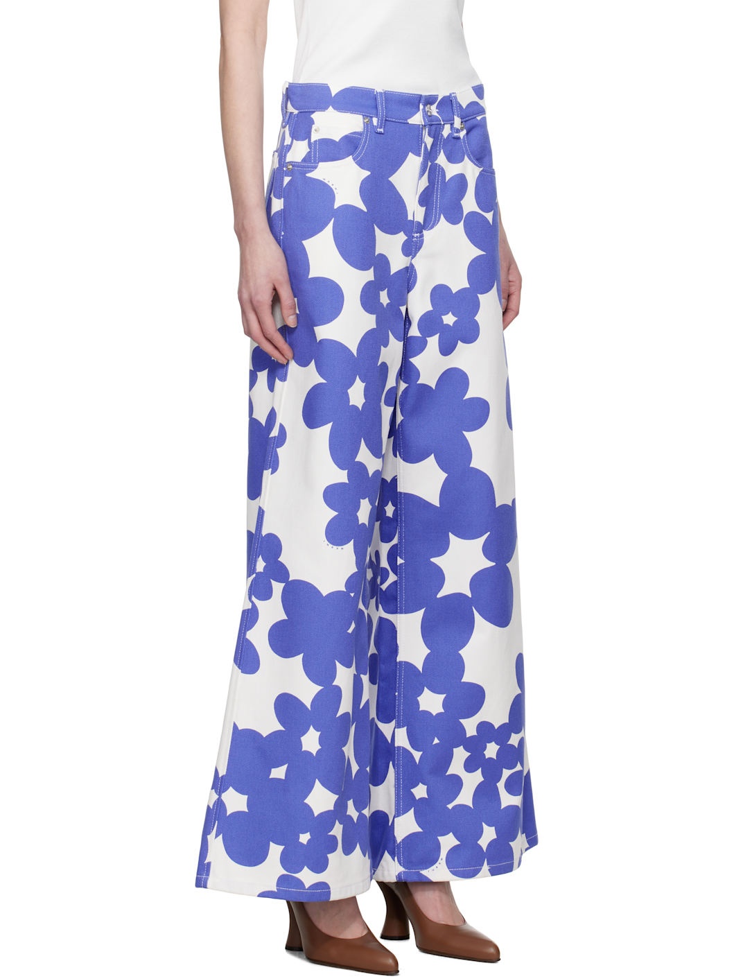 Blue & White Dillies Print Trousers - 2