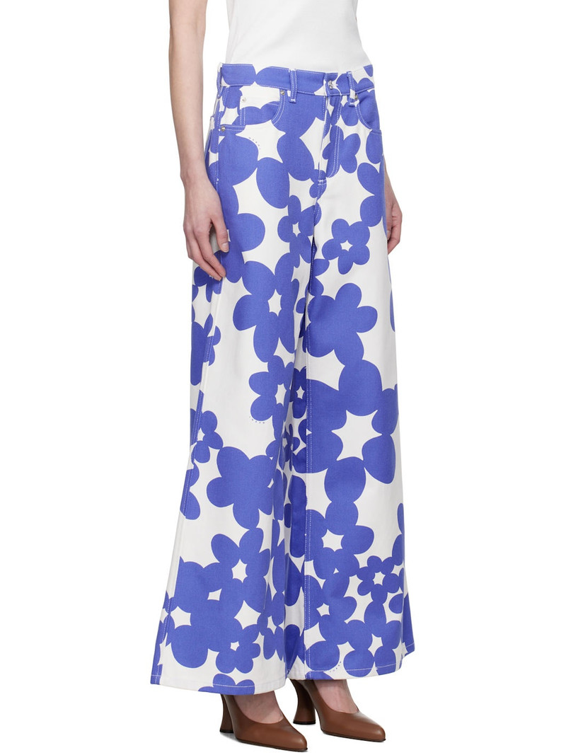 Blue & White Dillies Print Trousers 2