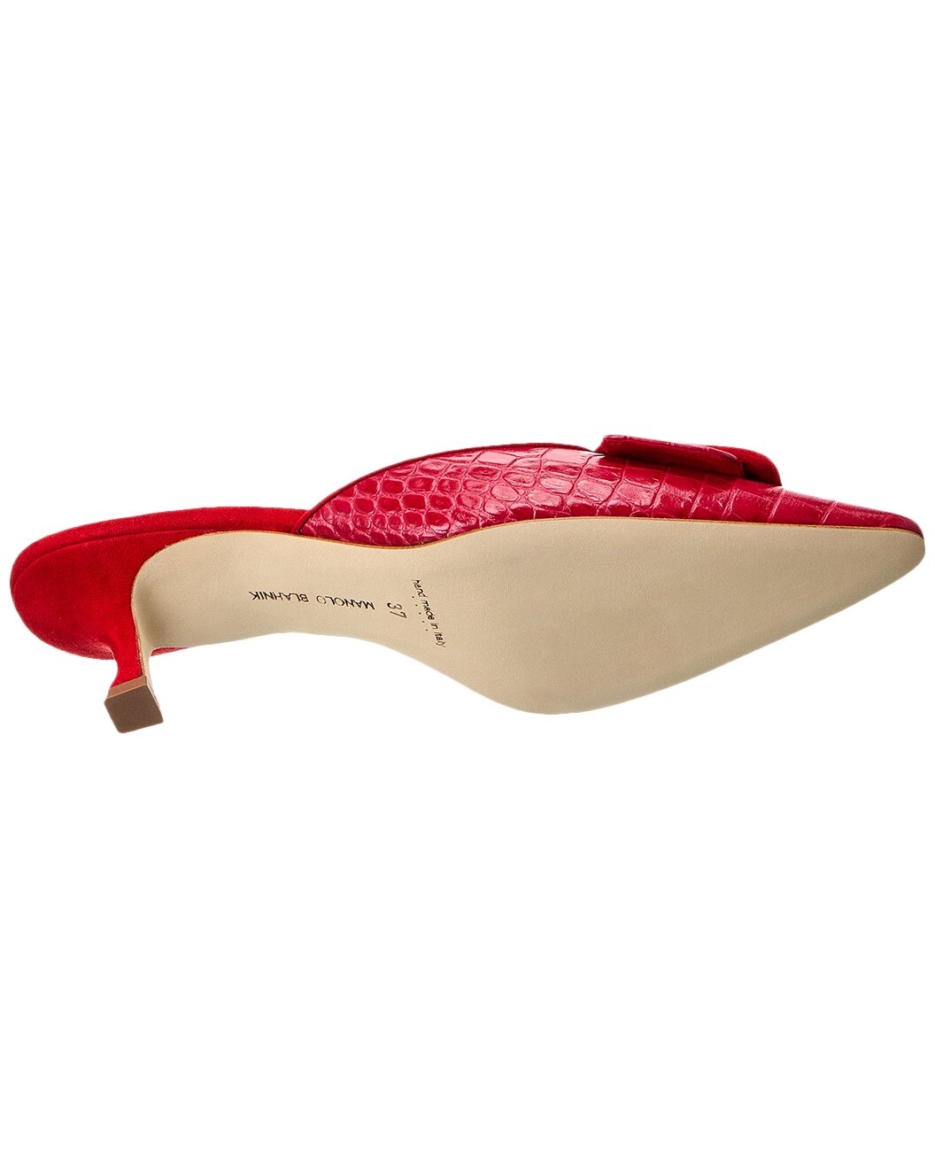 Manolo Blahnik Maysalebi 50 Embossed Leather & Suede Mule - 4
