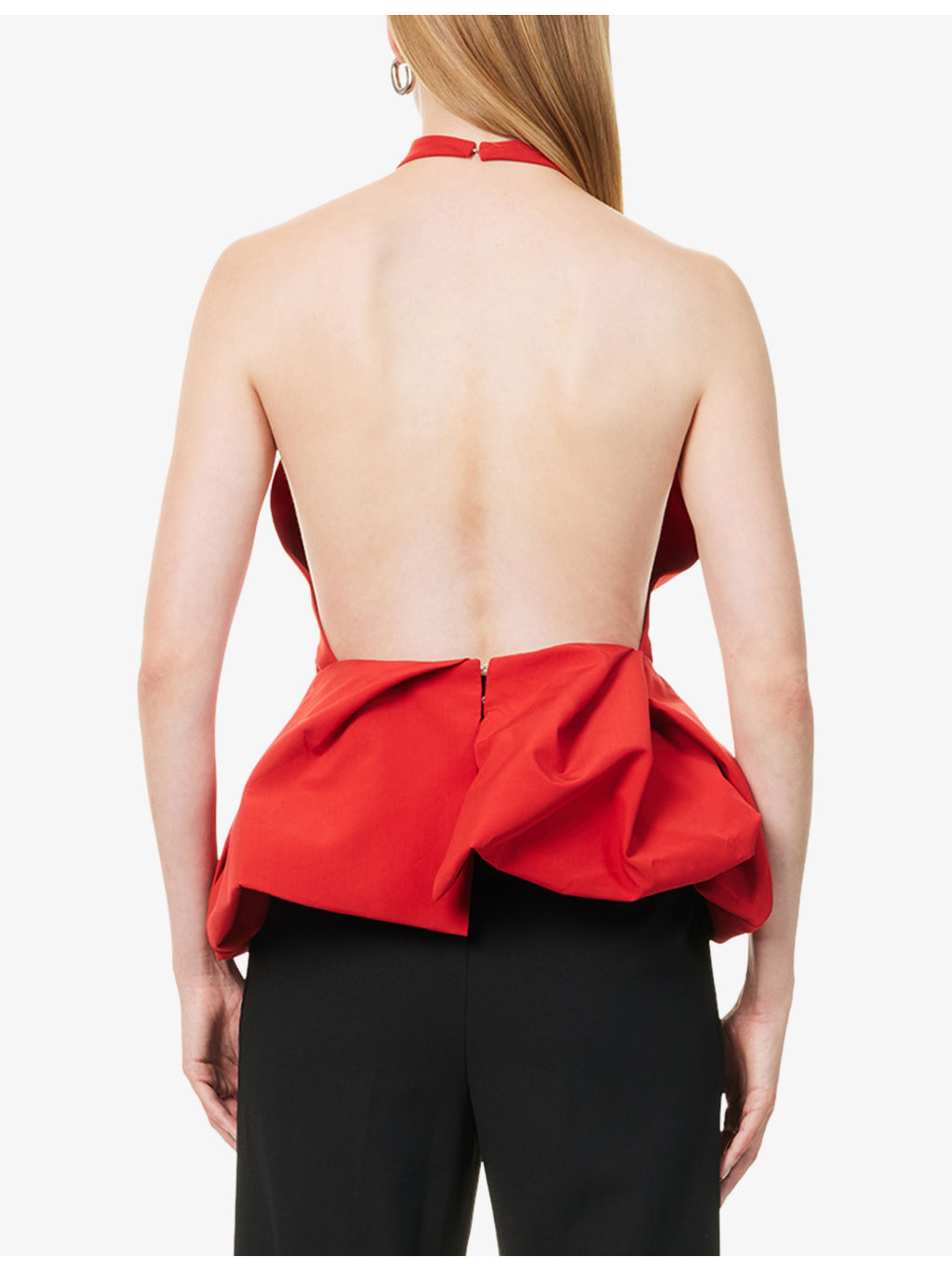 Draped Halterneck Cotton-Blend Top - 4