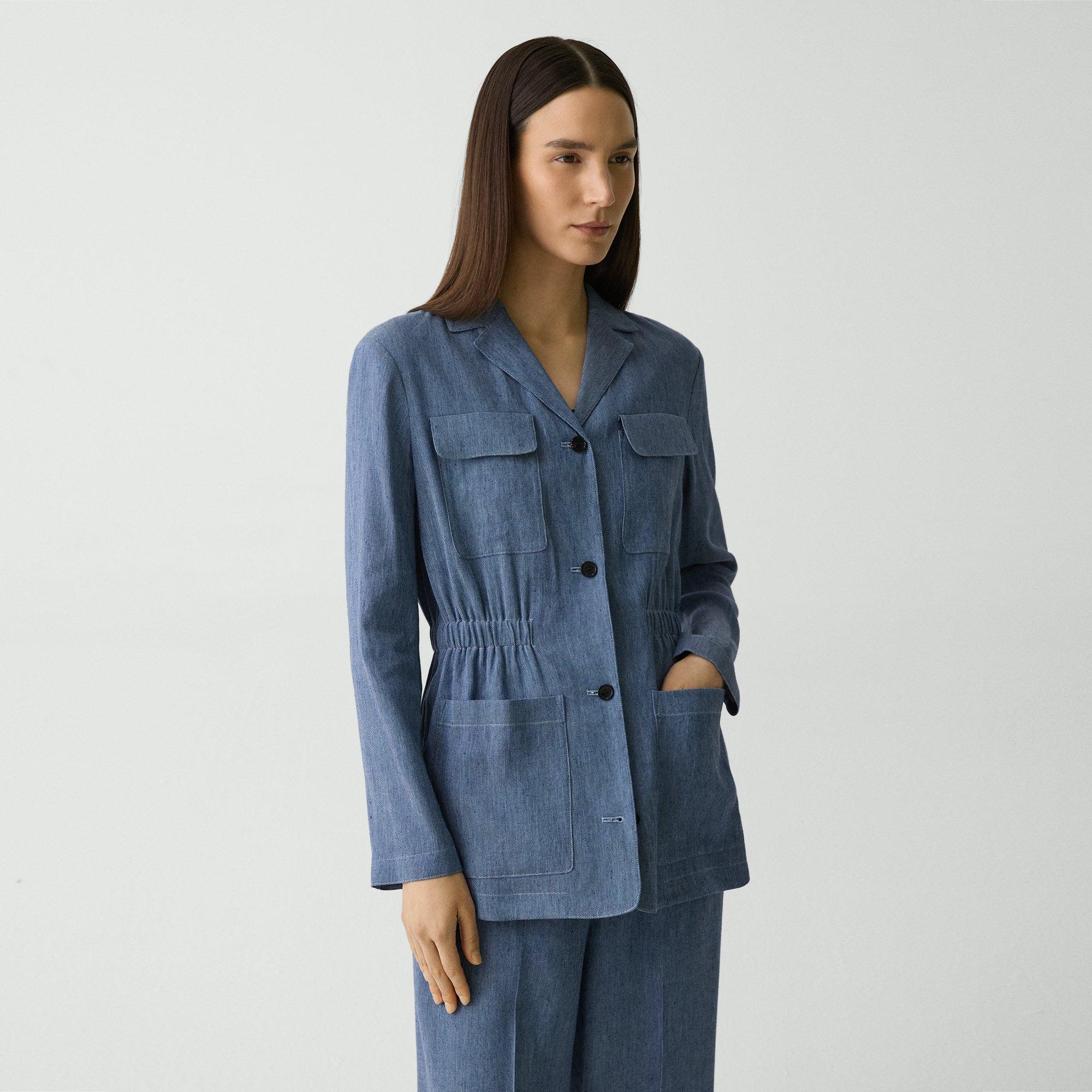 Cinched Jacket in Fluid Linen - 3