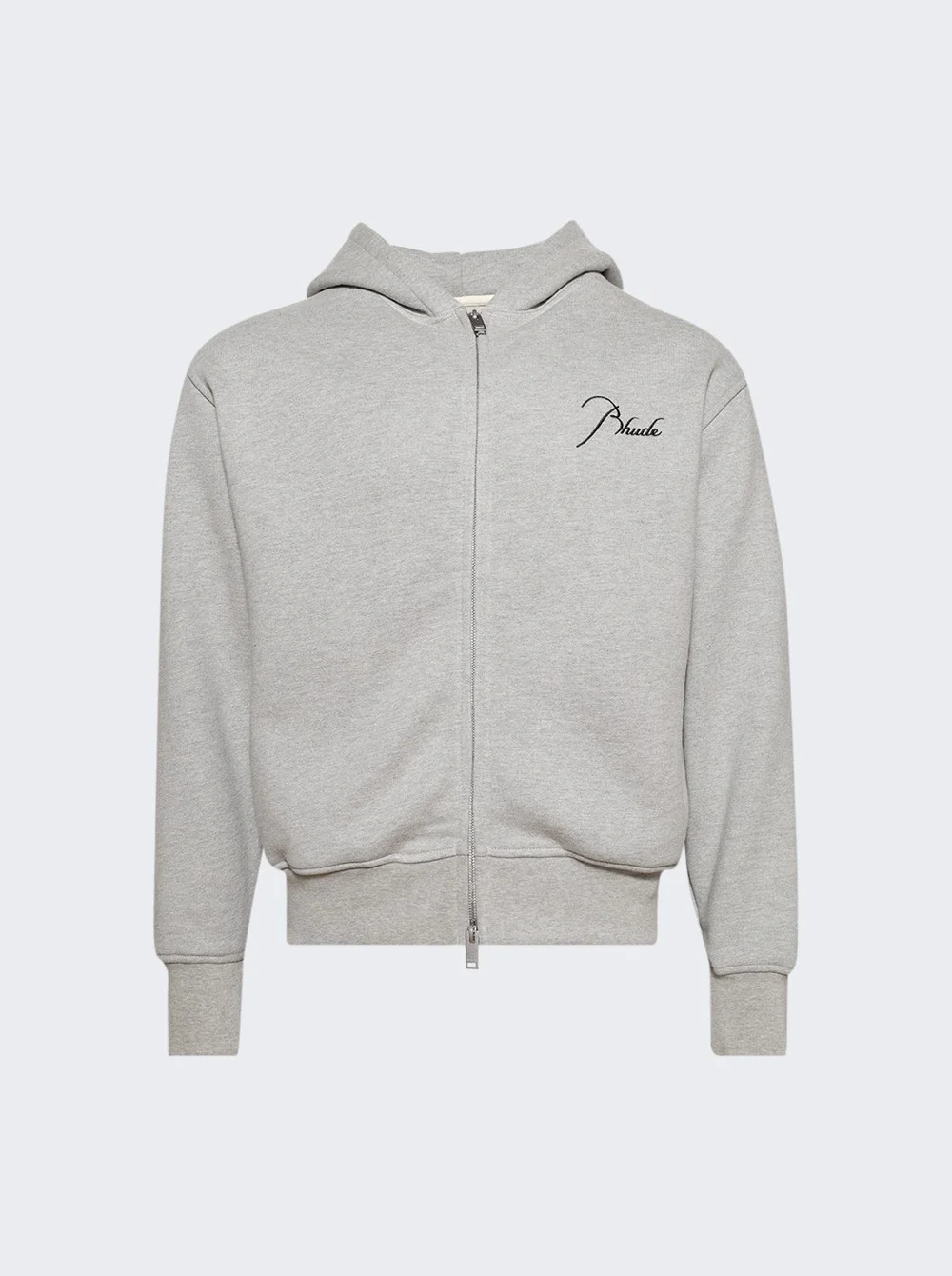 Classique Zip Up Hoodie Heather Grey And Black - 1