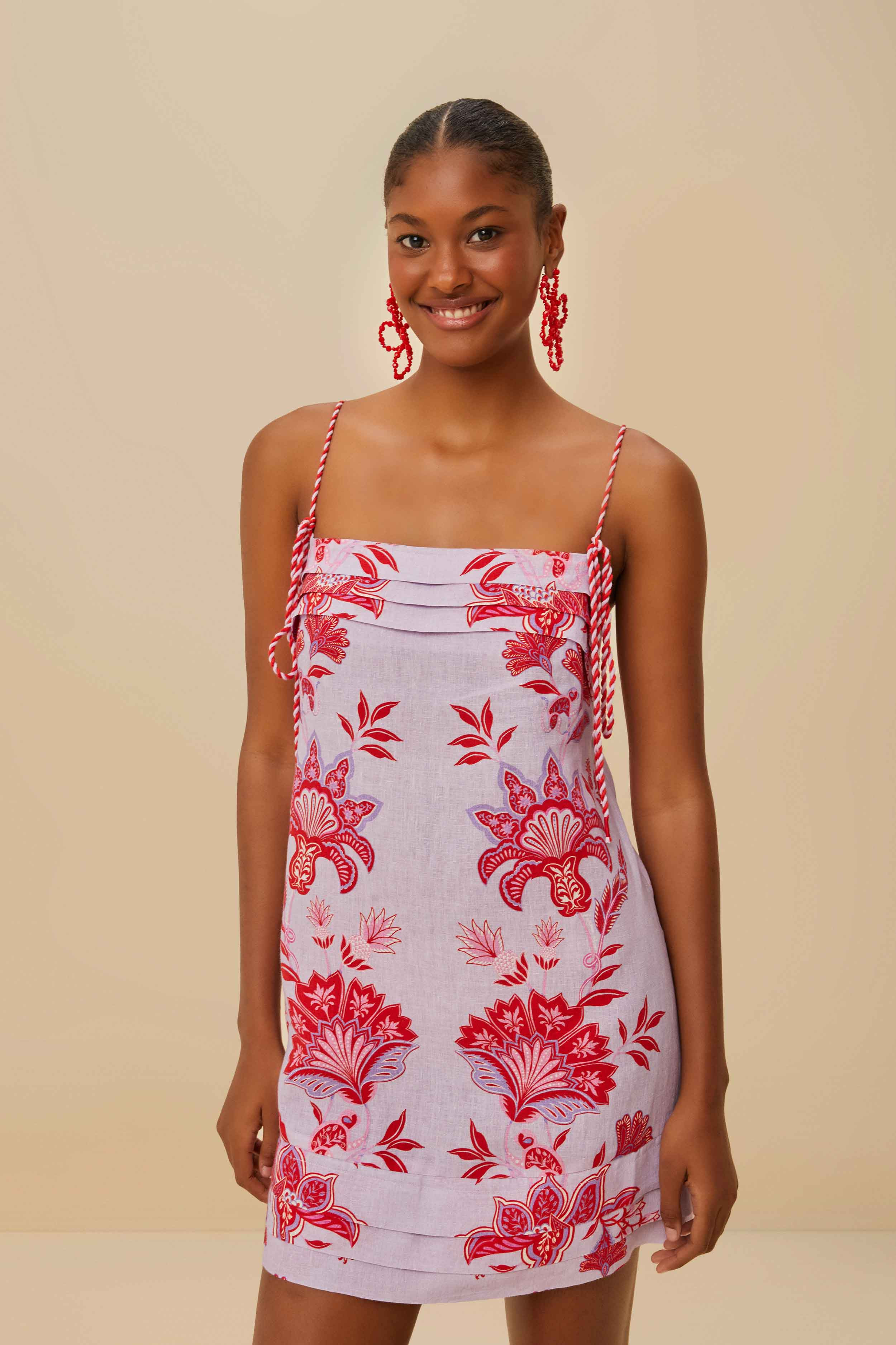 Lilac Porcelain Garden Euroflax™ Premium Linen Mini Dress - 2