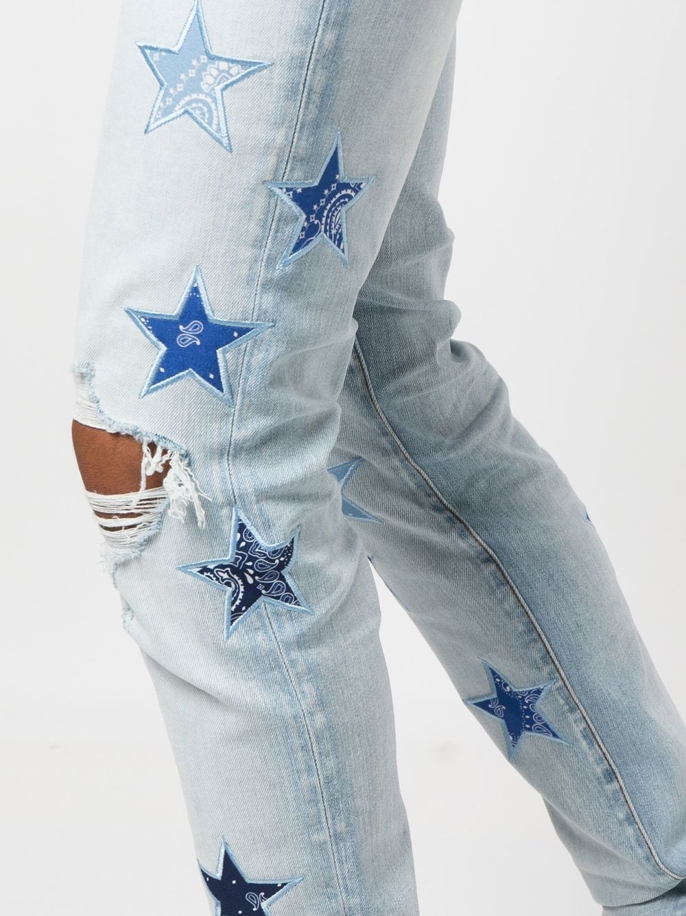 star-patch stonewashed jeans - 5