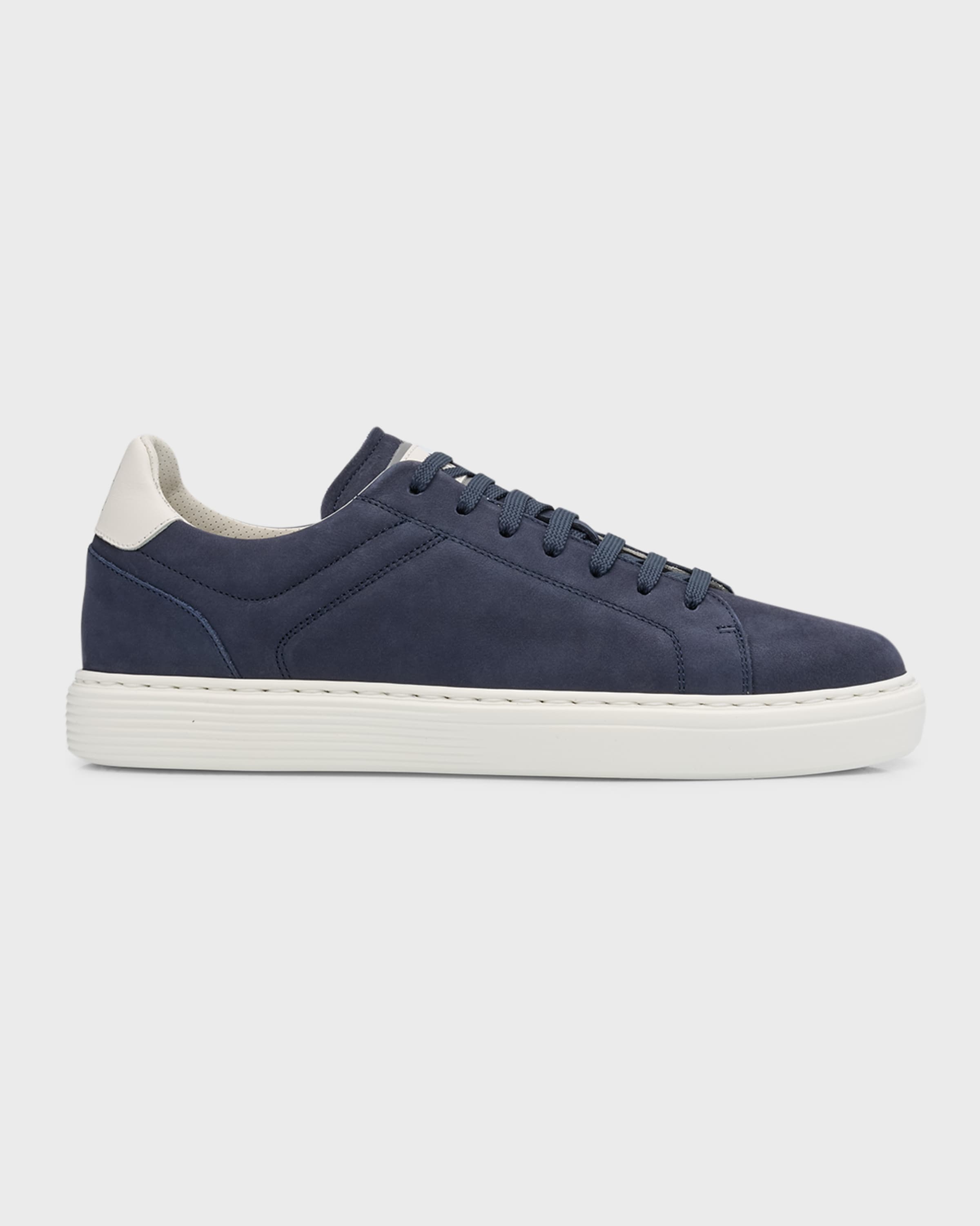 Men's Nubuck Calfskin Low-Top Sneakers - 1