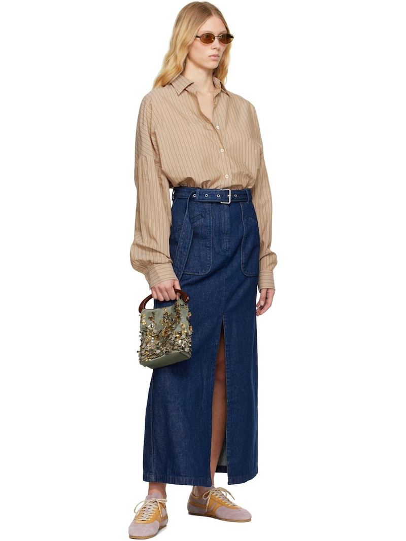 Dries Van Noten Navy Belted Maxi Skirt outlook