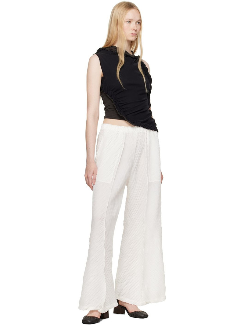 ISSEY MIYAKE White Wrinkled & Twisted Trousers outlook