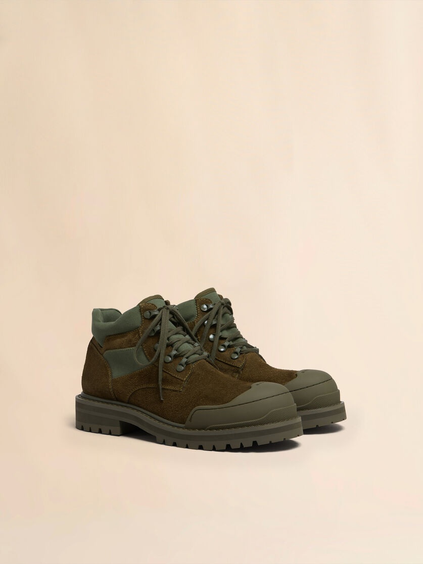GREEN SUEDE PATCHY COMBAT BOOT - 2