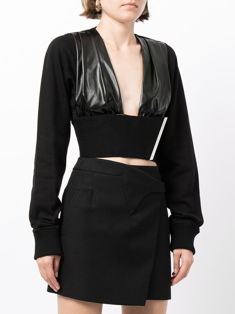 cropped sweatshirt-sleeve top 3