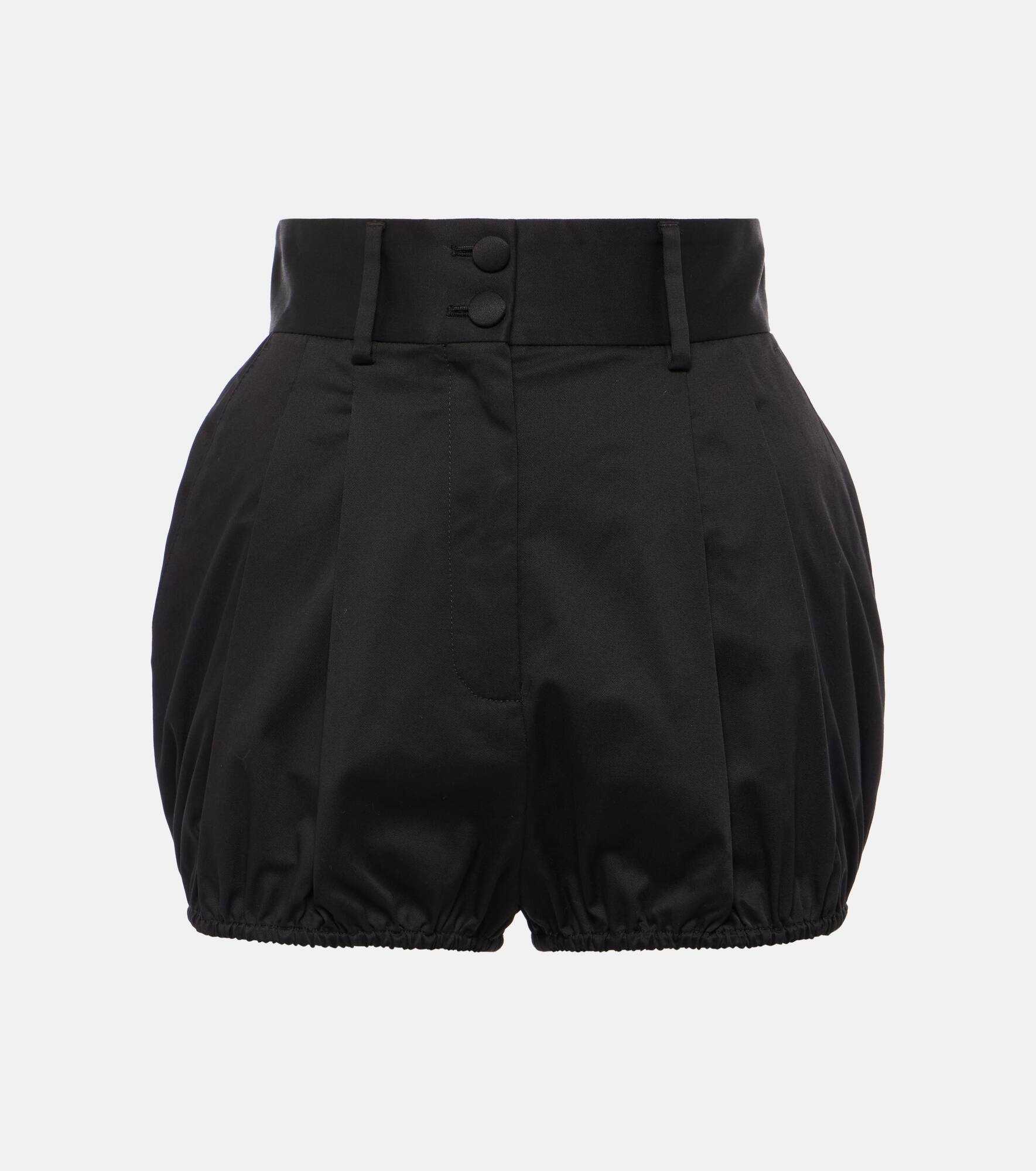 High-rise cotton-blend gabardine shorts - 1