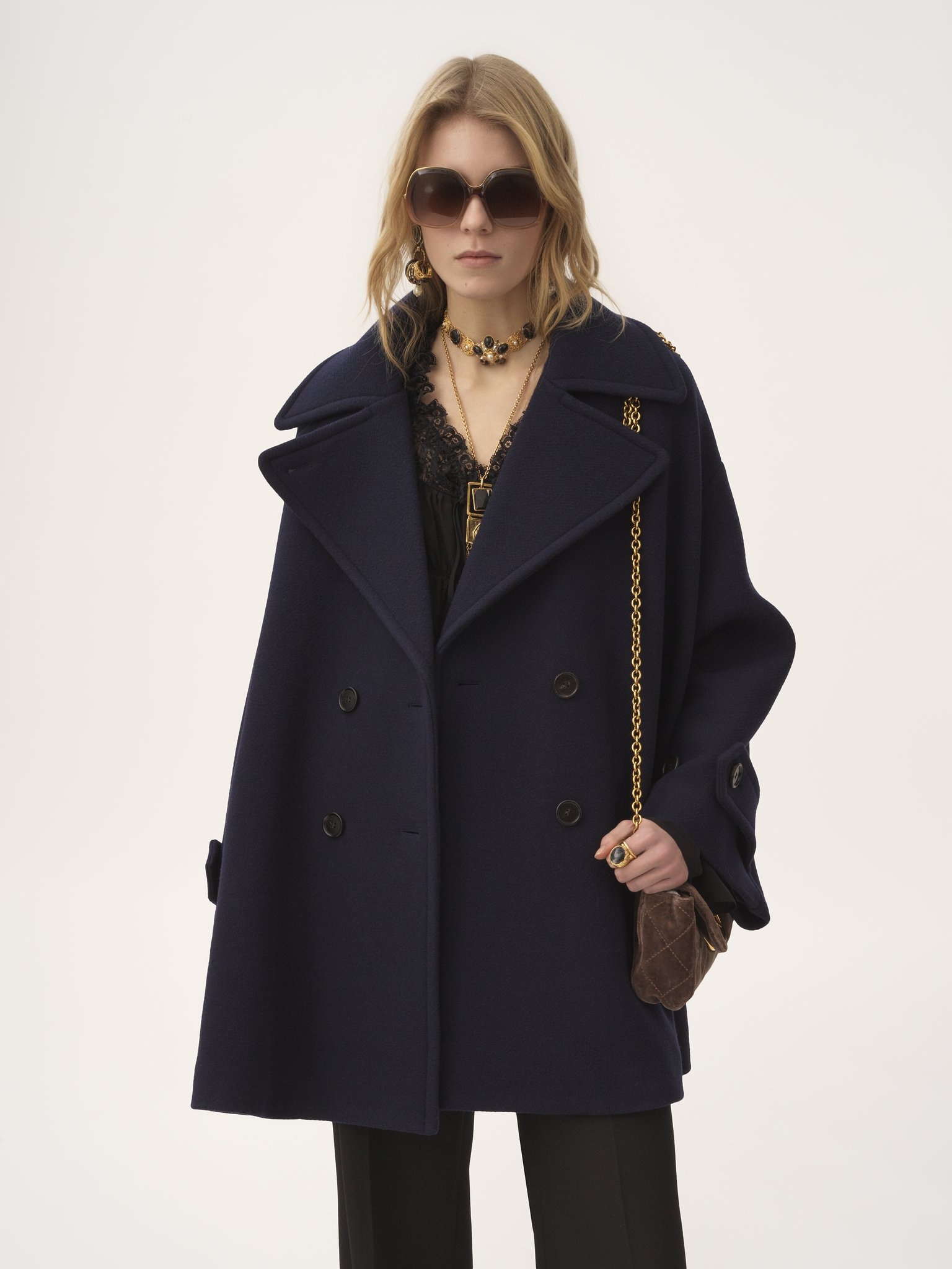 OVERSIZED DOUBLE-BREASTED COAT IN WOOL - 7