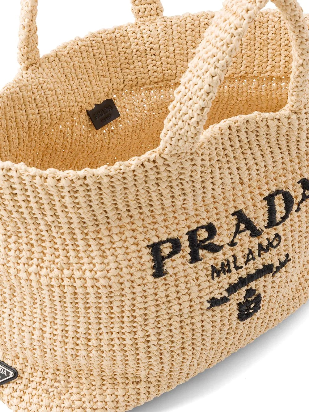 logo-embroidered raffia tote bag - 5