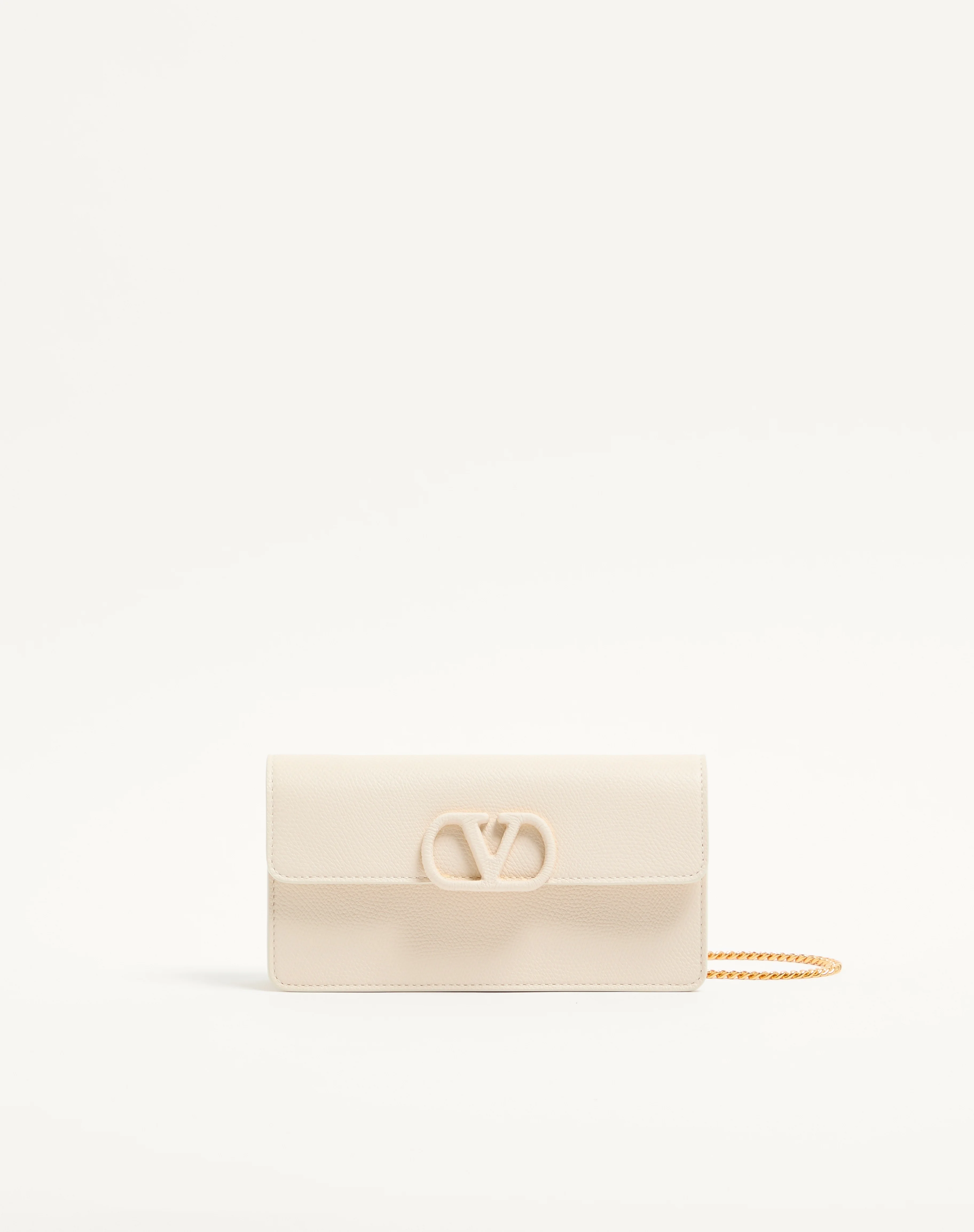 VLOGO SIGNATURE GRAINY CALFSKIN WALLET WITH CHAIN - 1