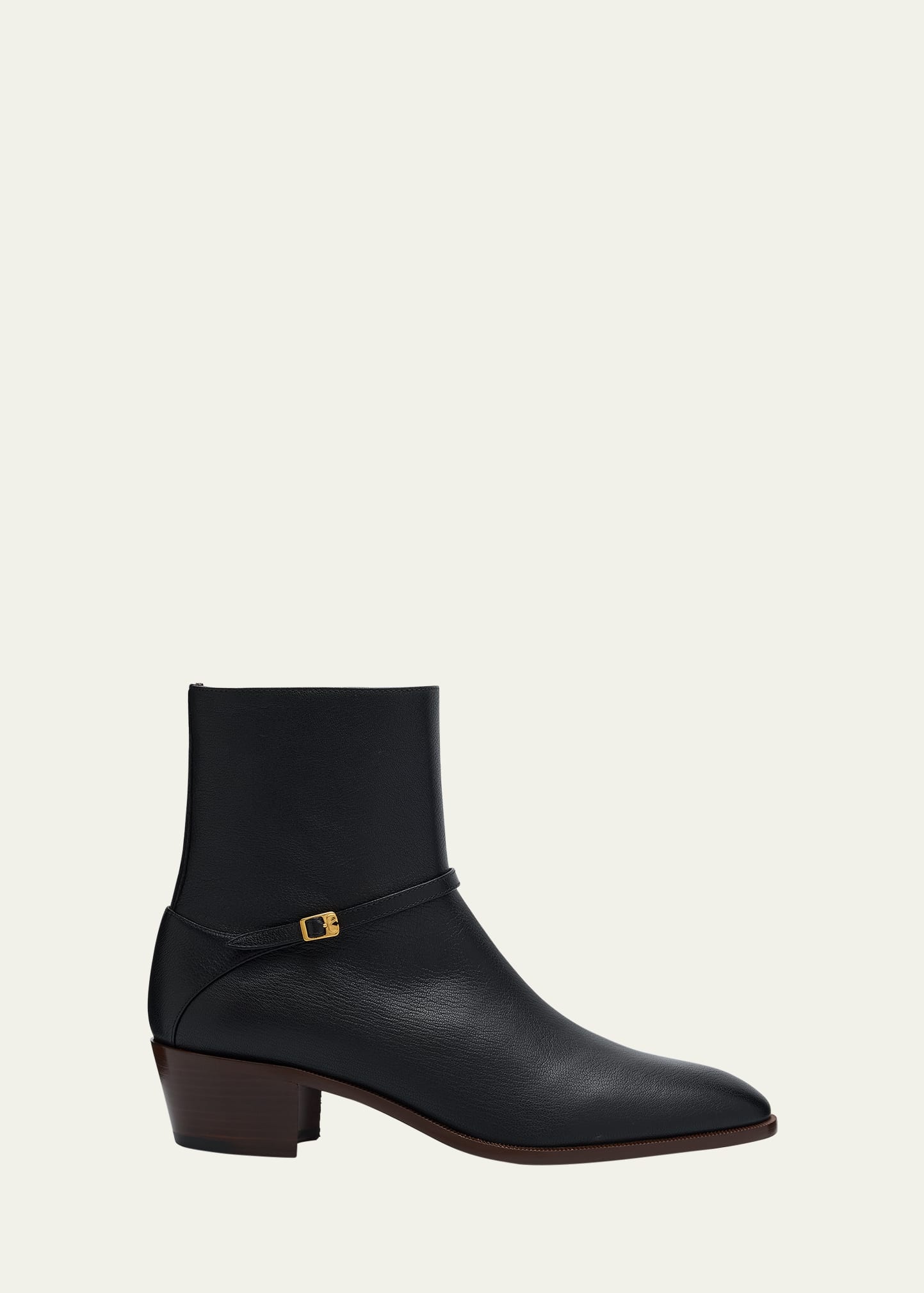 Men's Leather Side-Buckle Booties - 1