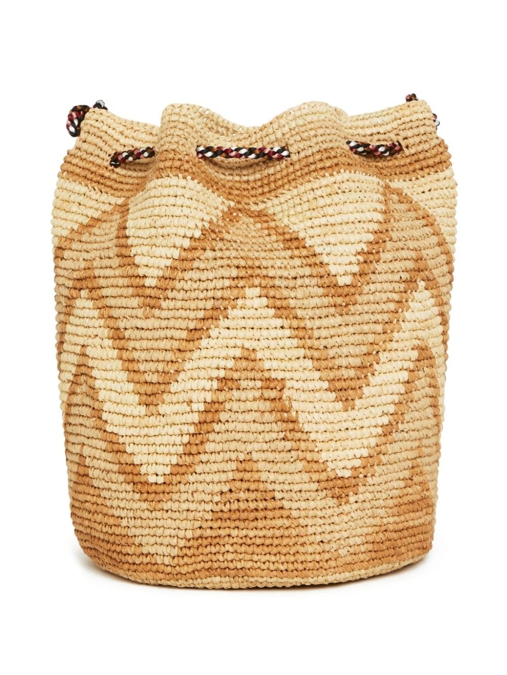 chevron-pattern raffia bucket bag - 3