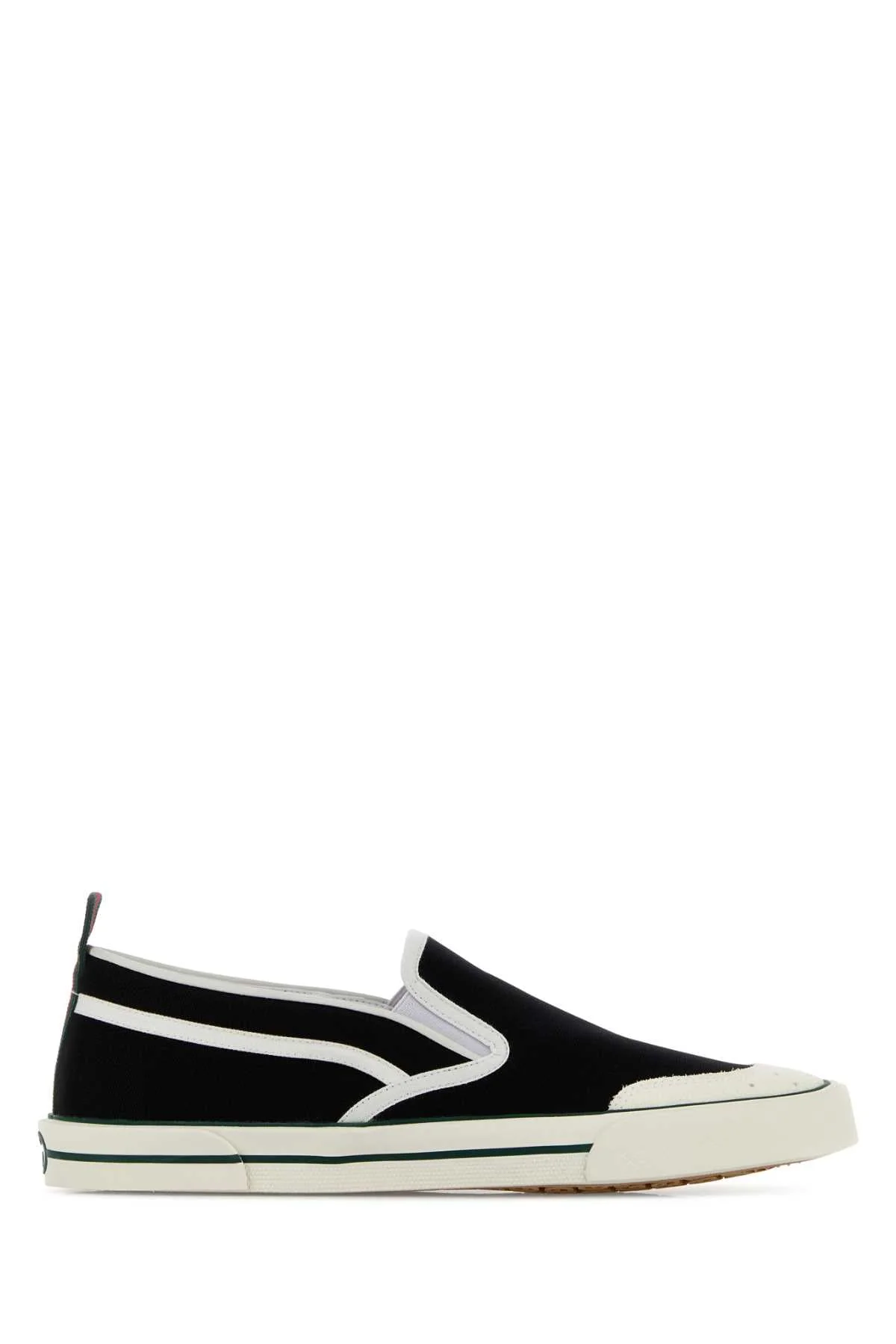 Gucci Men Black Canvas Slip Ons - 1