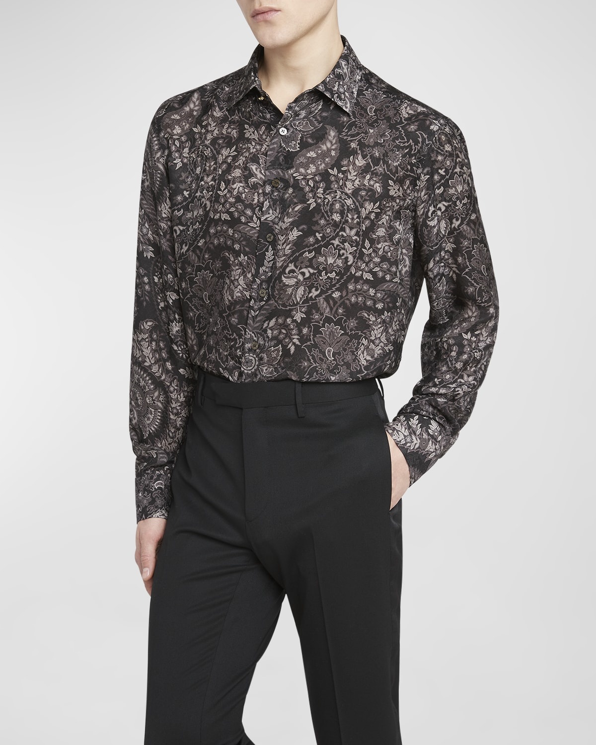 Men's Printed Silk Dress Shirt - 6