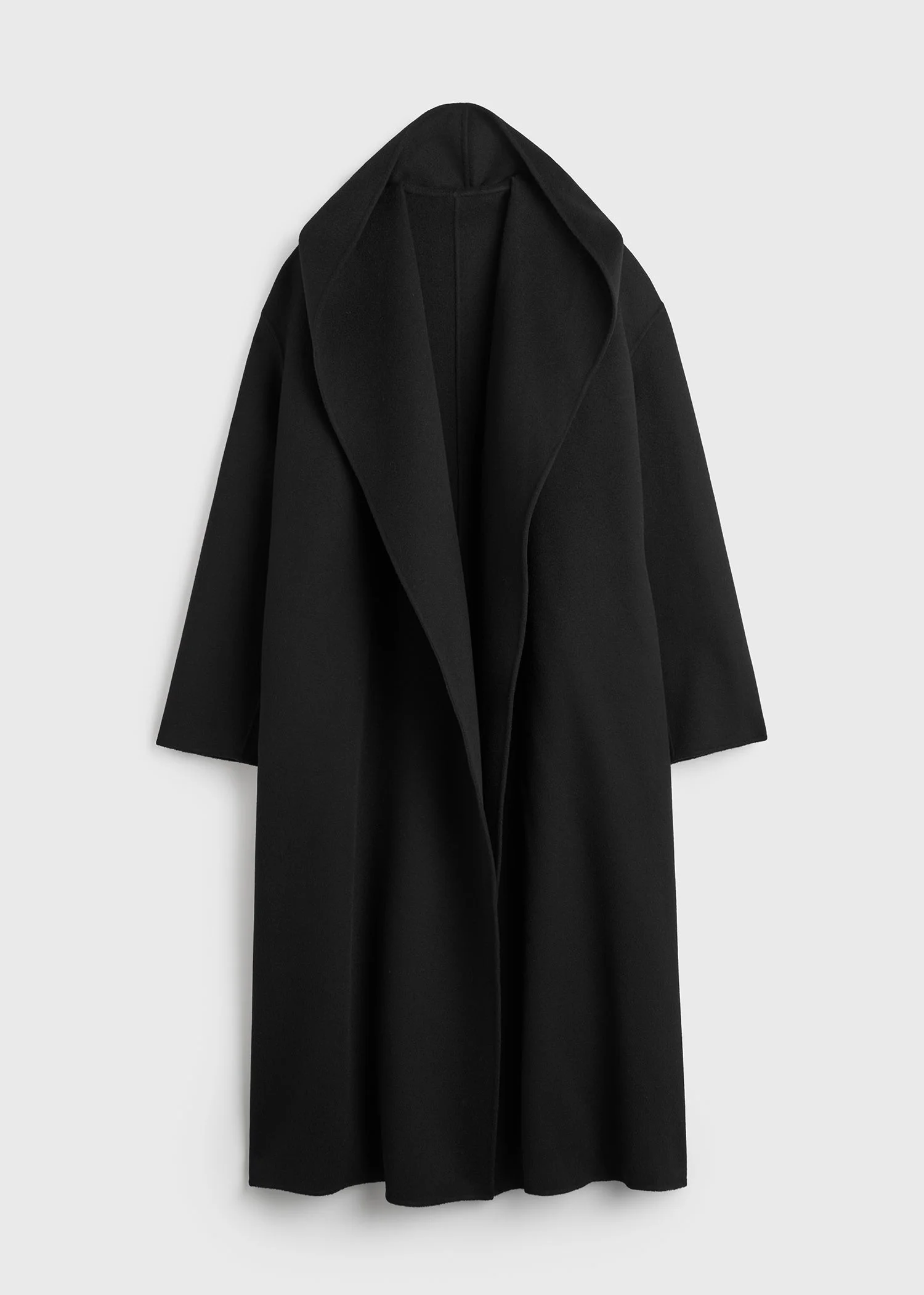Hoodie belted coat black - 1