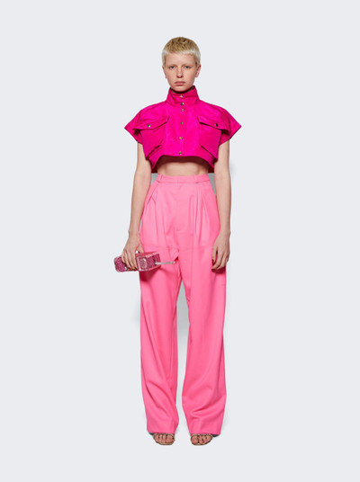 LaQuan Smith Utility Cropped Vest Fuchsia outlook