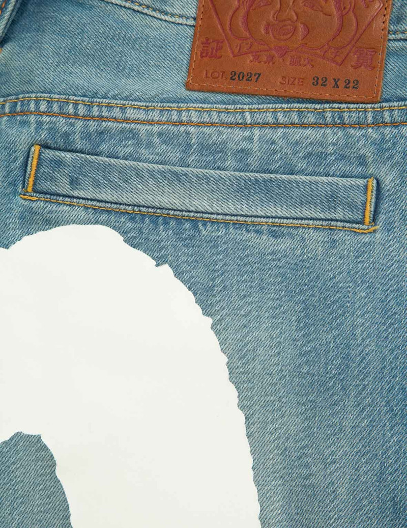 FORTUNE CAT AND DARUMA DAICOCK PRINT CROPPED FIT JEANS #2027 11