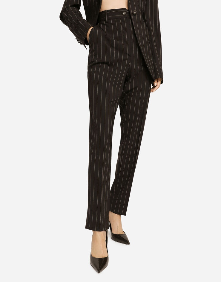 High-waisted pinstripe wool pants - 4