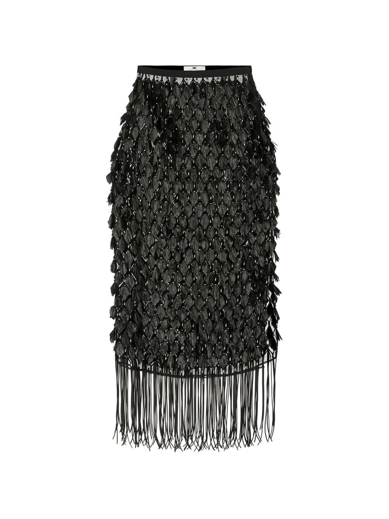 3D embroideries fringed midi skirt 1
