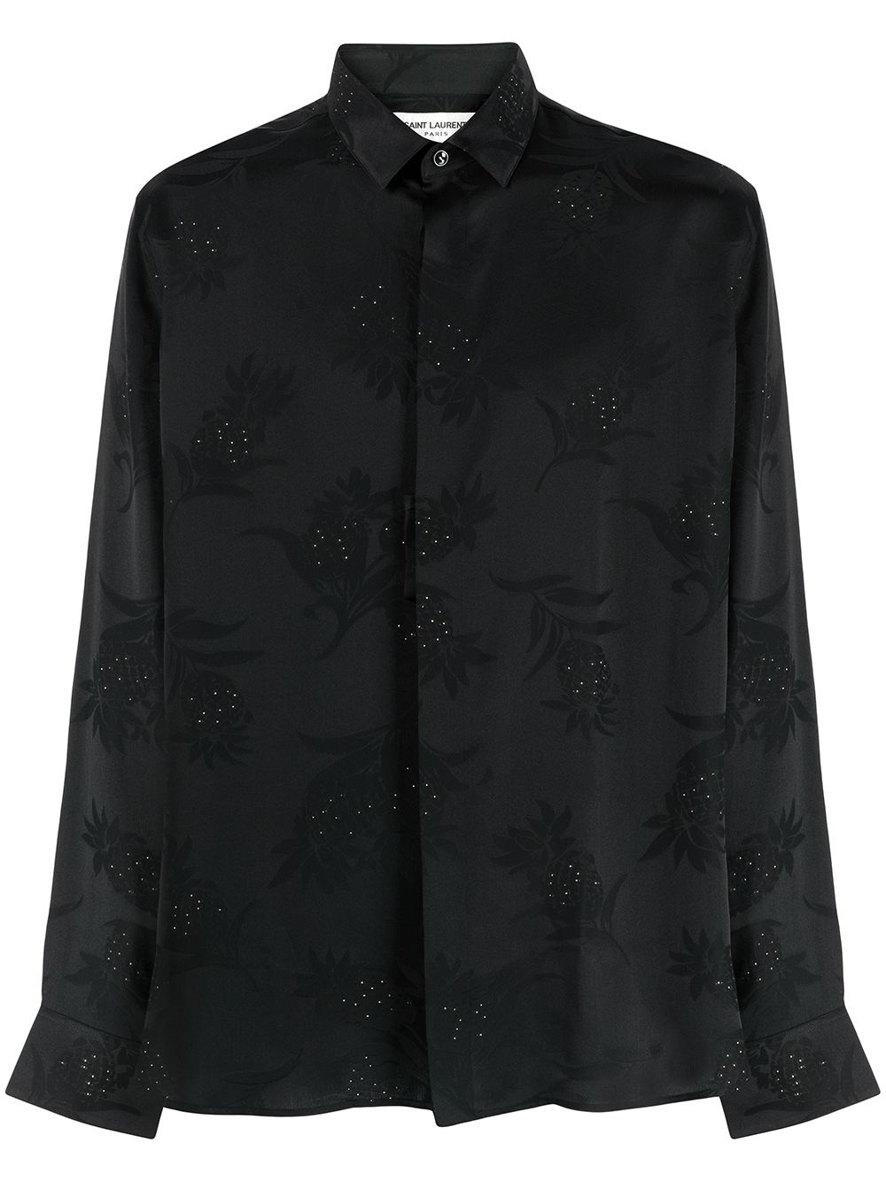 botanical-print metallic shirt - 1